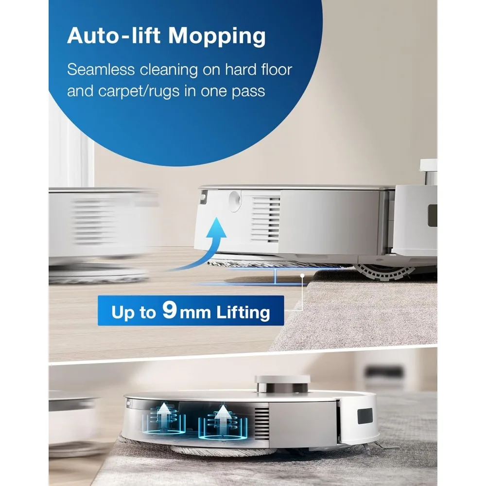 Commercial Washing Robots, 6000Pa Suction Hot Water Mop Washing & Auto Hot Air-Drying, 9mm AutoMop Lifting, Robot Vacuum And Mop