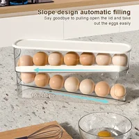 Double Layer Rolling Egg Dispenser Refrigerator Egg Storage Box Automatic Scrolling Egg Holder Household Large Capacity Kitchen 1