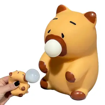 Brown Capybara Doll Pinch Music Toys Squeeze Spit Bubble Decompressio n Toy For Kids Sensory Fidget Toys Schoolbag Doll Pendant