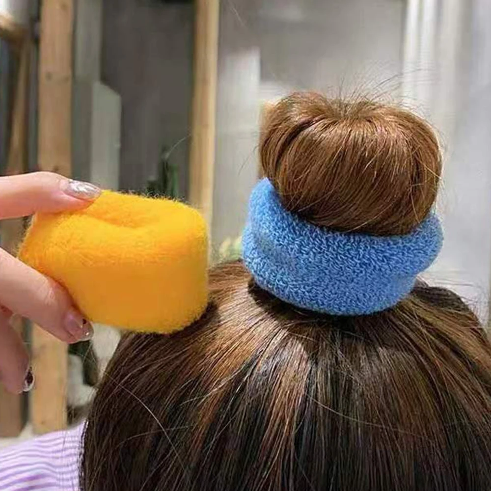 여성용 대형 스트레치 두꺼운 헤어 타이, 심리스 테리 천, 헤어 탄성 포니 테일 홀더, 니트 헤어 로프, 헤어 액세서리, 12 개