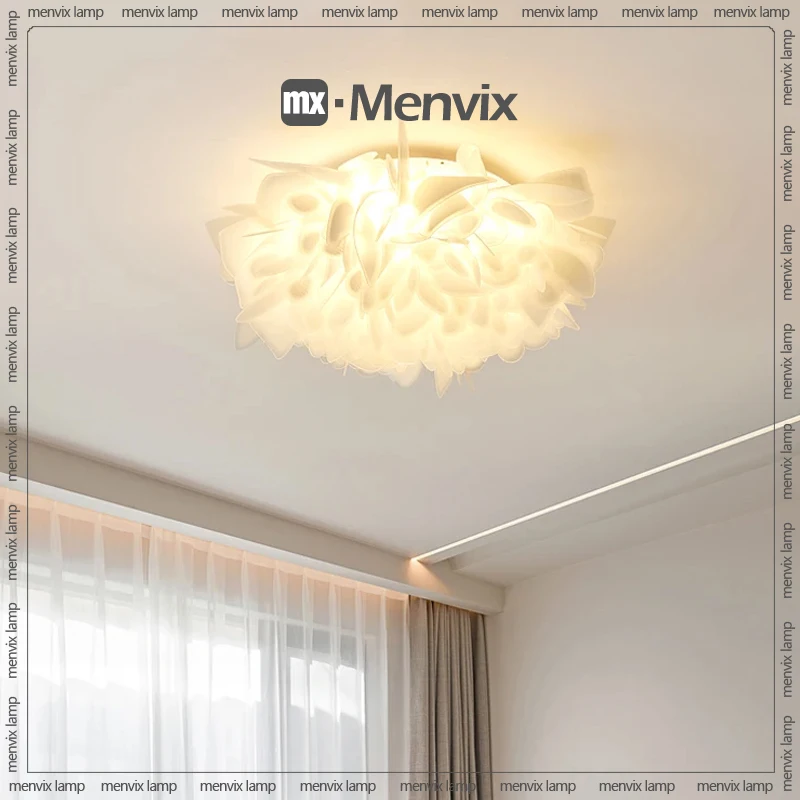 Menvix Modern White LED Chandeliers Ceiling Light Petal Decoration Lamp Holder Bedroom Dining Room Chandelier Ceiling Lamp