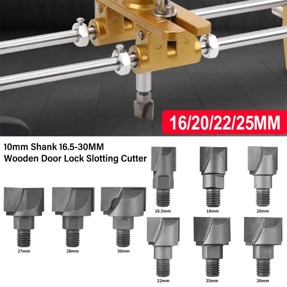 목재 문짝 잠금 슬로팅 커터, CNC 바닥 청소 라우터 비트, 목공 밀링 도구, 10mm 생크, 16.5-30mm 나사 스레드