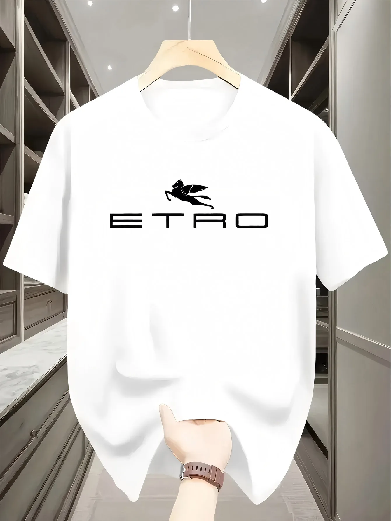 T-shirt Sportiva con Stampa alla Moda, Estiva, Stile Harajuku, Casual, Manica Corta, Collo Tondo per Uomo - immagine 2