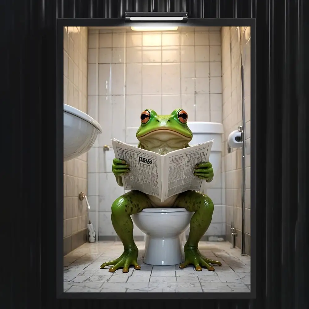 Lustiges Badezimmer-Poster mit Humorvollem Tiermotiv für Wohnzimmer, Schlafzimmer, Bar, Flur, Klebende Wandkunst, Wasserfester Ästhetischer Druck – Detail 8