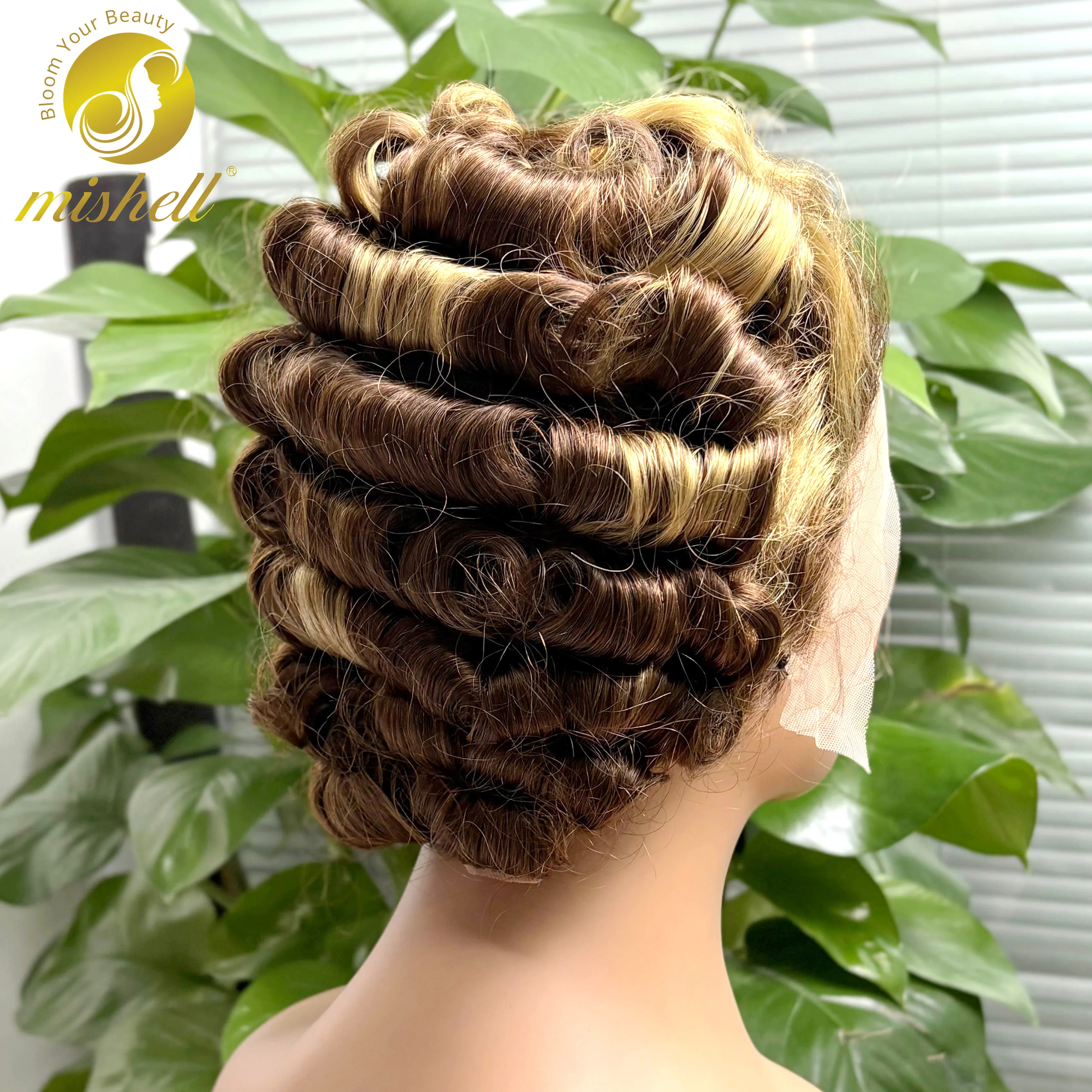Short P4/27 Highlight Loose Wavy Bob Wig Pixie Cut Human Hair Wigs 13x4 Transparent Lace Frontal Colored Roll Wave Wig For Women