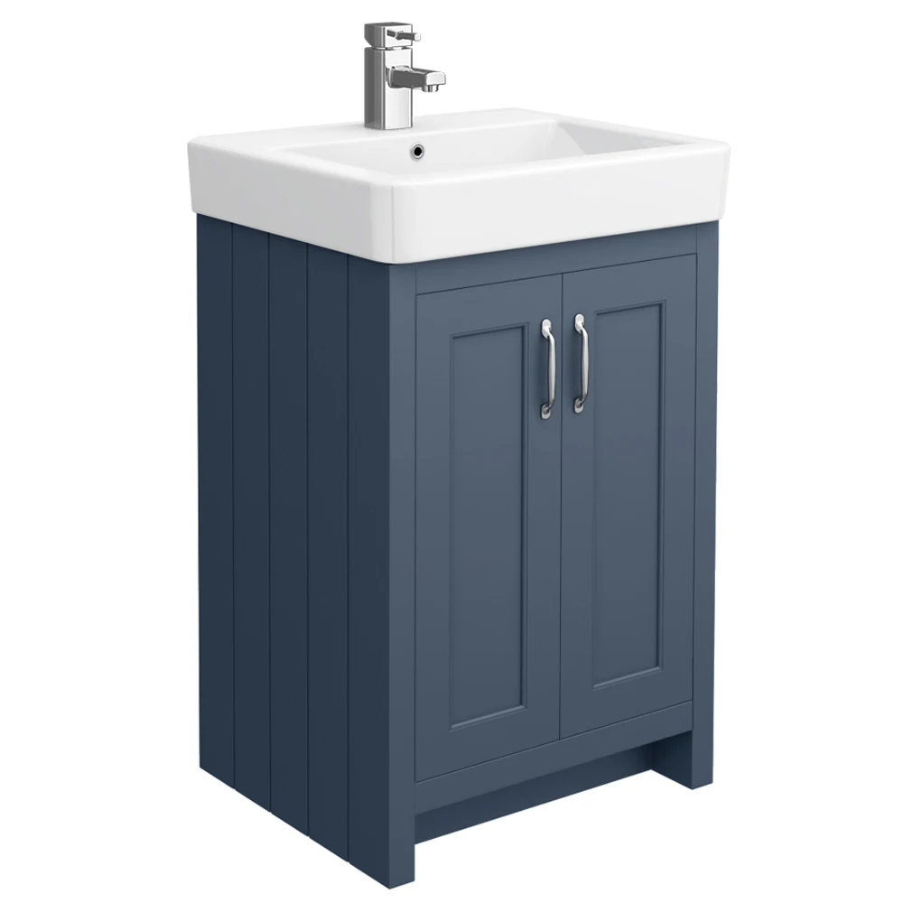 Homedee 560mm Blue Bathroom Pvc Wash Basin Cabinet Vanity Combo Solid Wood Particleboard,solid Wood Modern Floor Mounted 10 Sets