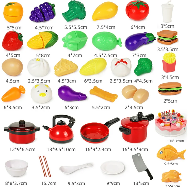 Educational Plastic Kitchen Toy Set Cut Fruit Vegetable Food Play House Simulation Toys