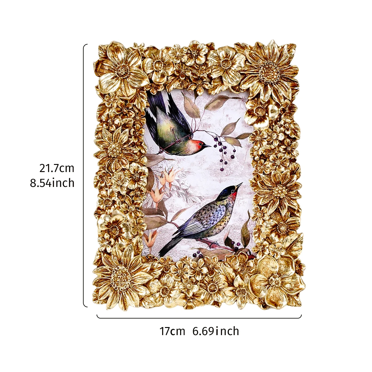 1PC, Golden Three-dimensional Flower Pattern Photo Frame, suitable for home photo decoration and photography decoration props