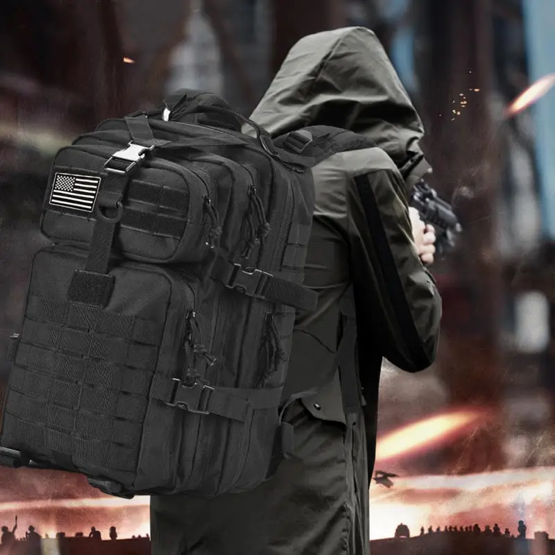 Tactical Backpack 25L/30L/45L 3 Day Assault Pack Molle System Large Outdoor Waterproof Rucksack for Hiking Camping Travel