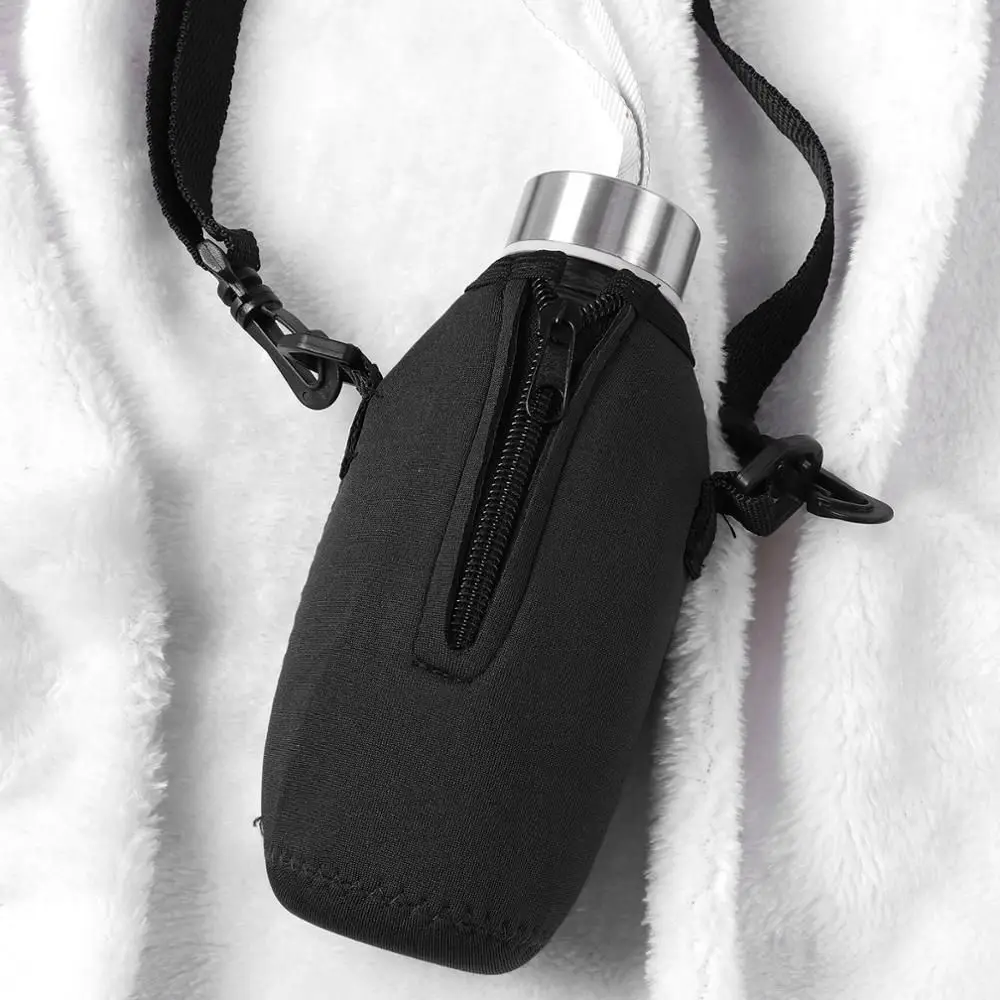 Portable Bottle Pouch Adjustable Shoulder Strap Insulated Neoprene Bottle Holder Bag Water Bottle Carrier Pouch Cover