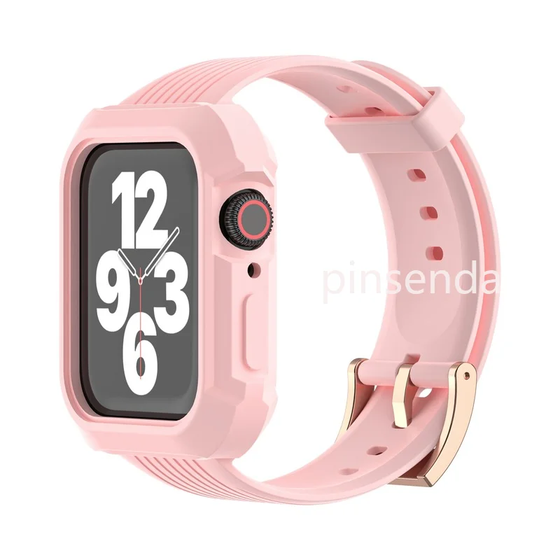 

For Apple Watch SE Series 6/5/4/3/2/1 Silicone Strap + Case set Rubber Watchband for iWatch 38mm 42mm 40mm 44mm smartwatch