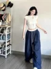 American Retro Sport Work Pants Women's Loose Casual Trousers Summer Lazy Color Blo High Waist Straight Leg Pants