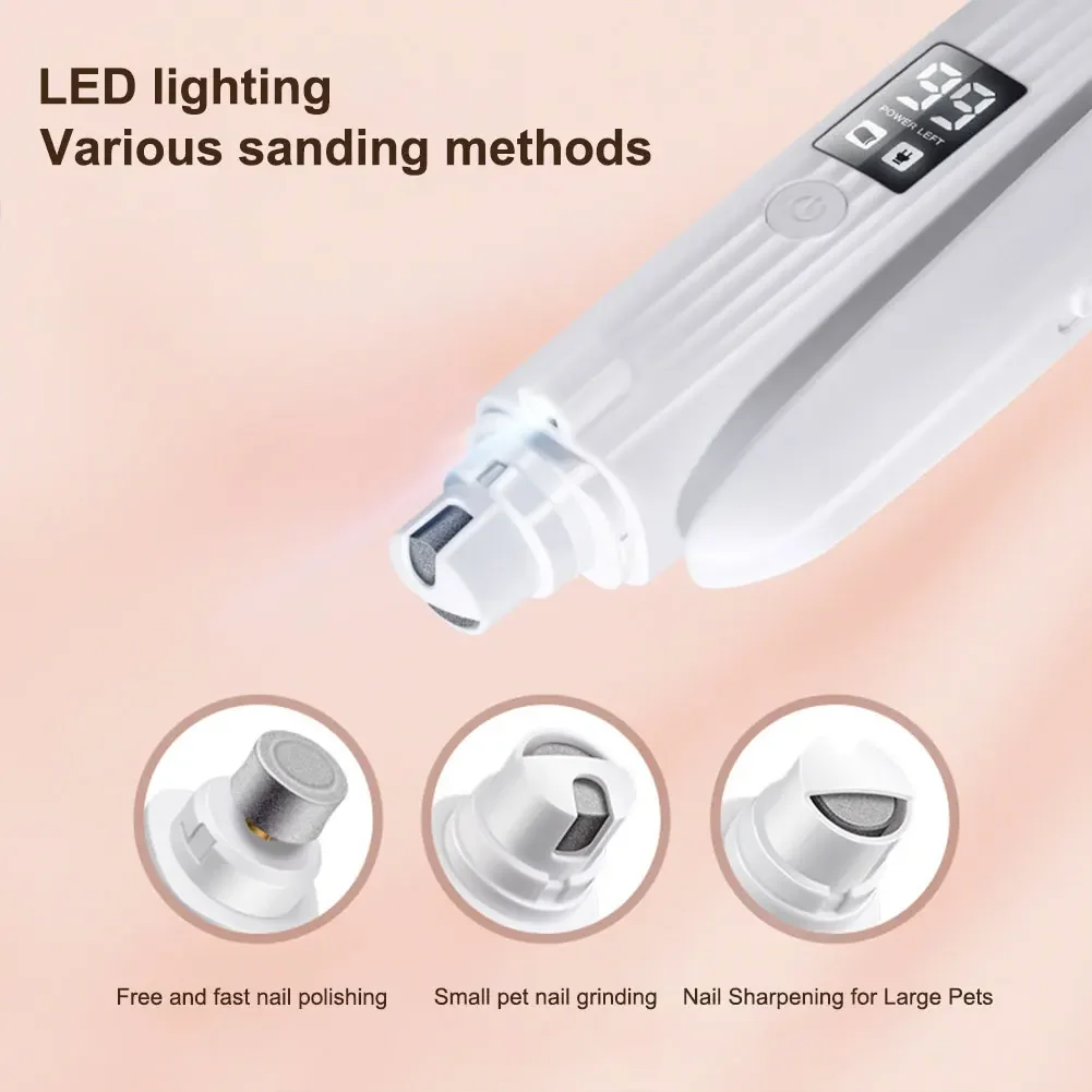 Electric Pet Nail Grinder Clipper with LED Lights for Dogs Cats