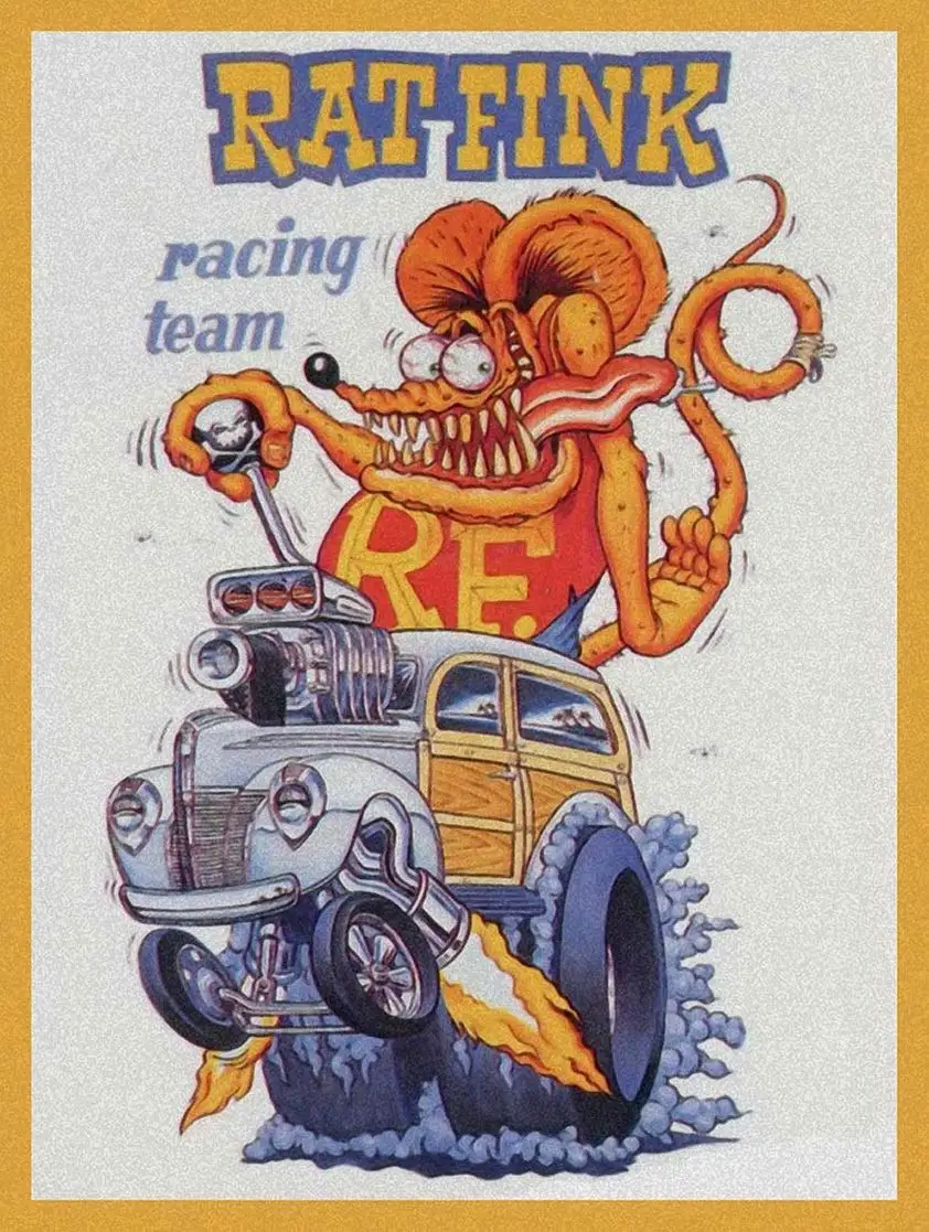 Rat Fink Racing Team, Ed Roth, Big Daddy, Daddy Roth, Metal Sign 8 X12 Pollici Divertenti Segni Vintage