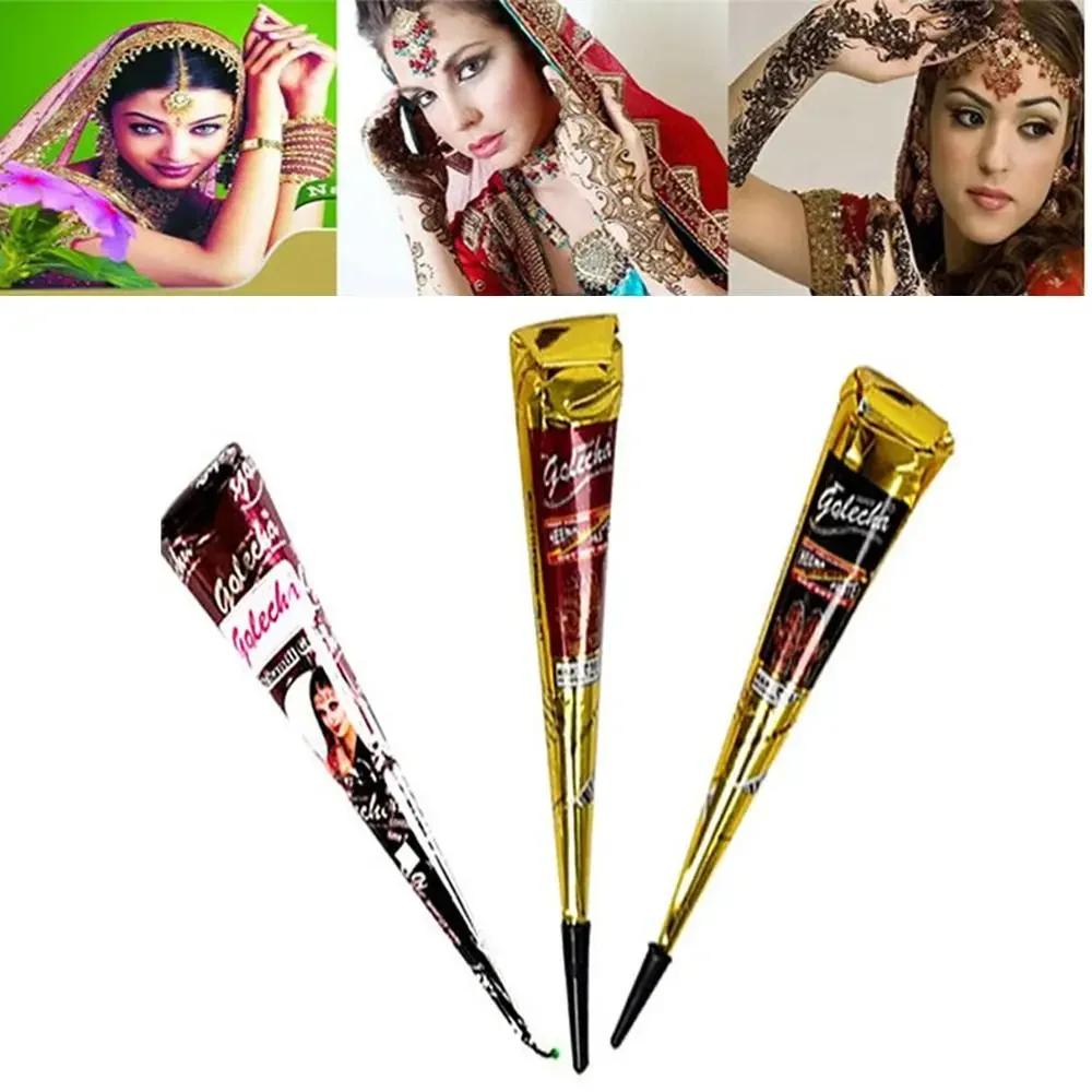 Sdotter New Cone Body Paint Natural Herbal Stencil DIY Tattoo Paste Temporary Tattoo Kit Cream Body Paint