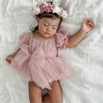 New Born neonate pagliaccetto in cotone tutina vestito rosa rosa Tutus Toddler body Ins Boutique Bows Fashion Wear