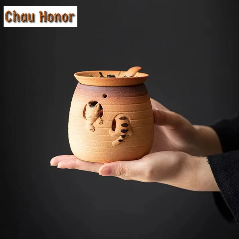 Japanese Coarse Pottery Handmade Teapot Warmer Ceramic Retro Tea Heater Candle Stand Kettle Holder Tea Stove Kung Fu Tea Set