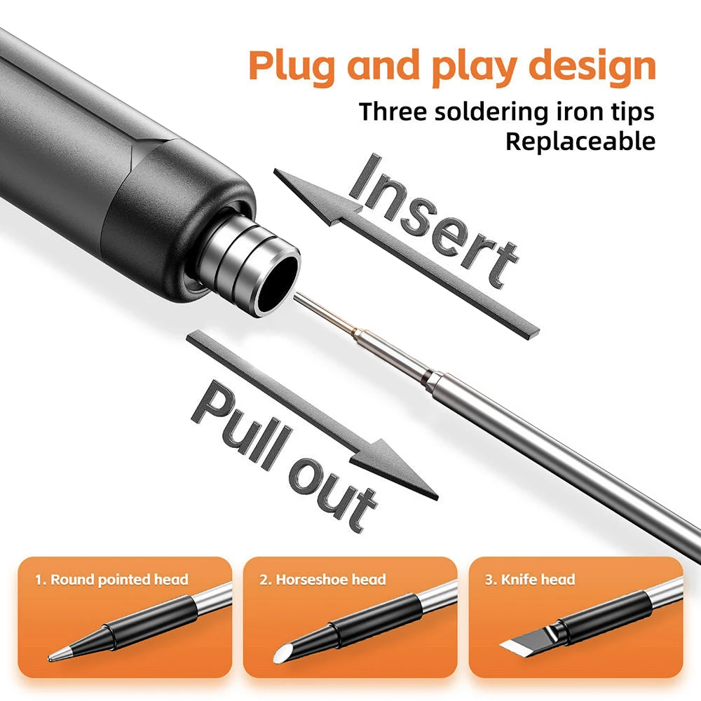 Multifunctional USB Digital Electric Soldering Iron Set Kit Intelligent 300-450℃ Temperature Adjustable Solder Iron Welding Tool 3