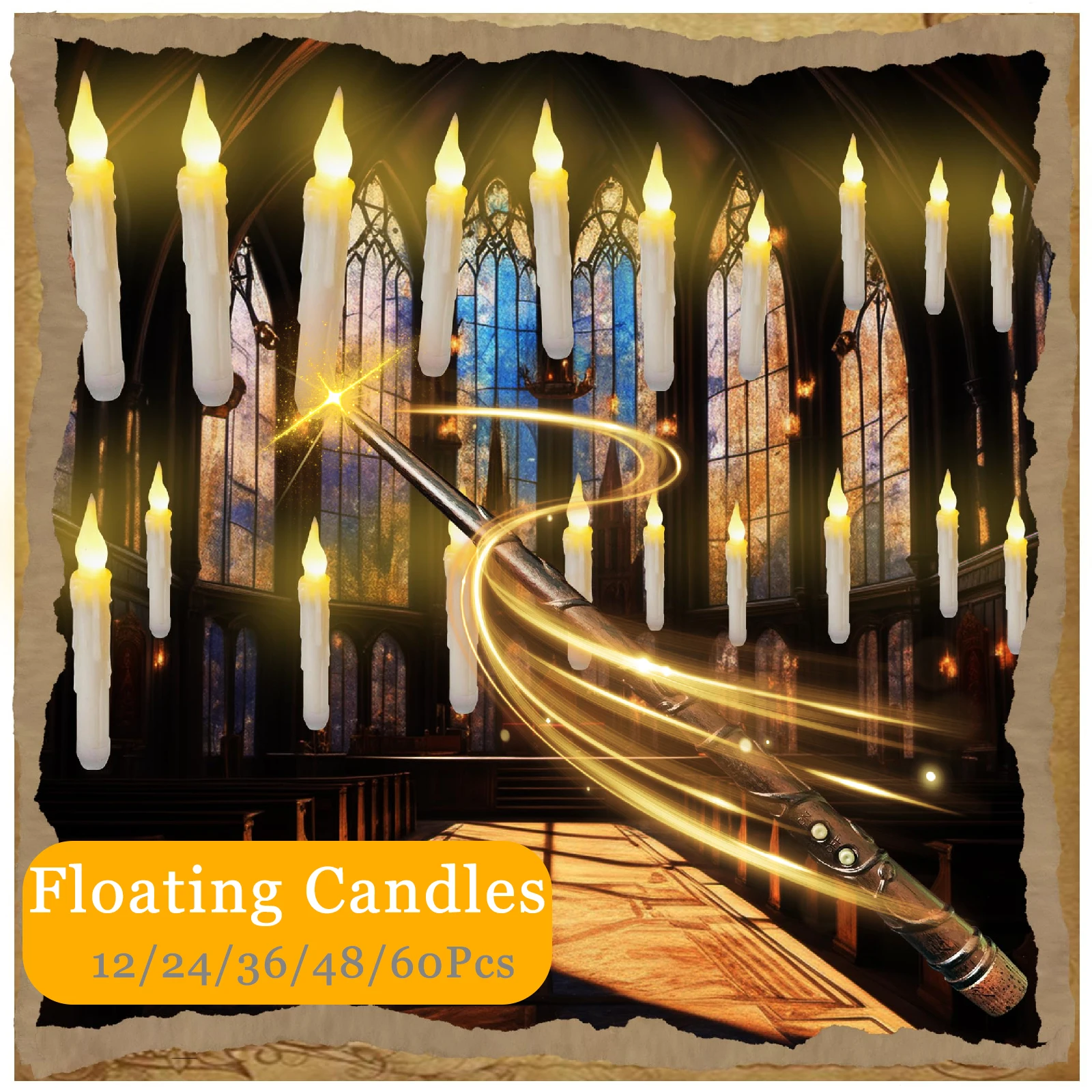 

12~60PCS Magic Floating Candles with Wand Flying Candles Flickering Led Flameless Burning Candles Wedding Decor Christmas Gifts