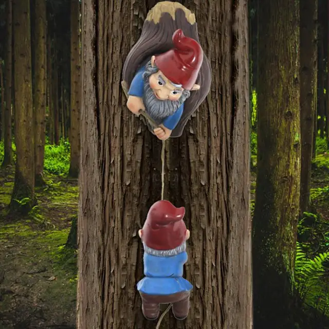 Kert Lógó Gnóm Törpe Hegymászó Fa Szobor Gyanta Dísz Karácsonyi Dekoráció Kültéri Dekorációkhoz - Image 3