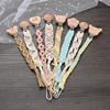 Baby Beech Wood Pacifier Clip Handmade Crochet Cotton Rope Nipple Chain For Baby Nursing Chew Toy Shower Gift Soother Chain 4