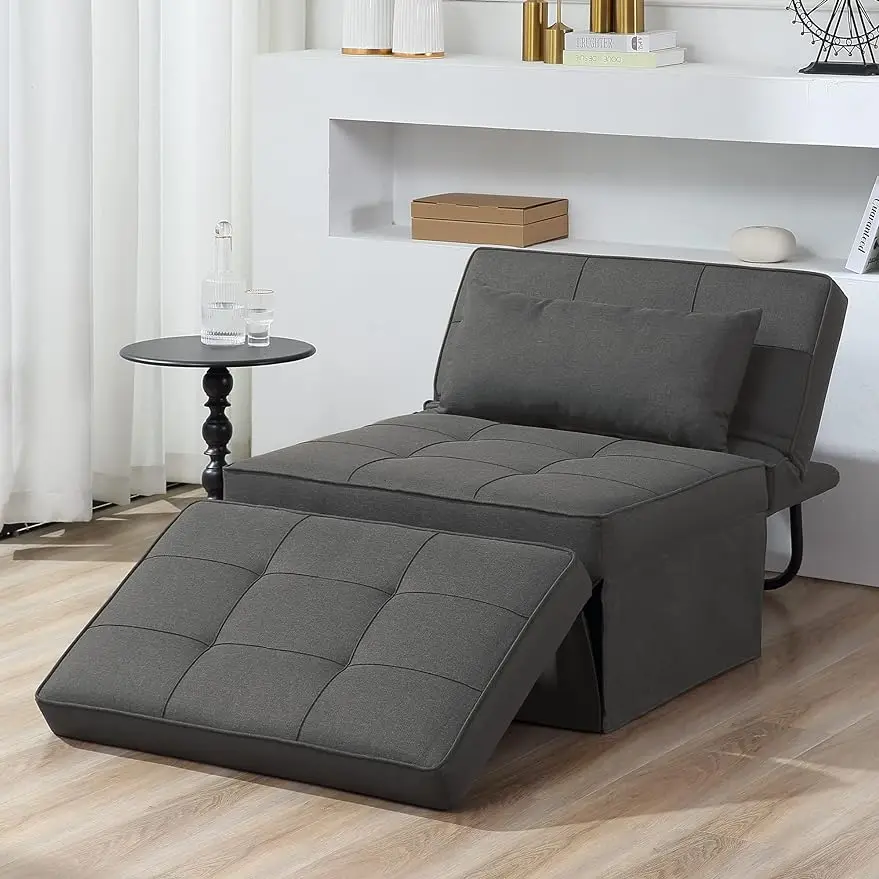 Sofa Bed, 4 in 1 Folding Couch Bed with Adjustable Backrest Modern Convertible Chair for Living Room Apartment Office, Dark Grey