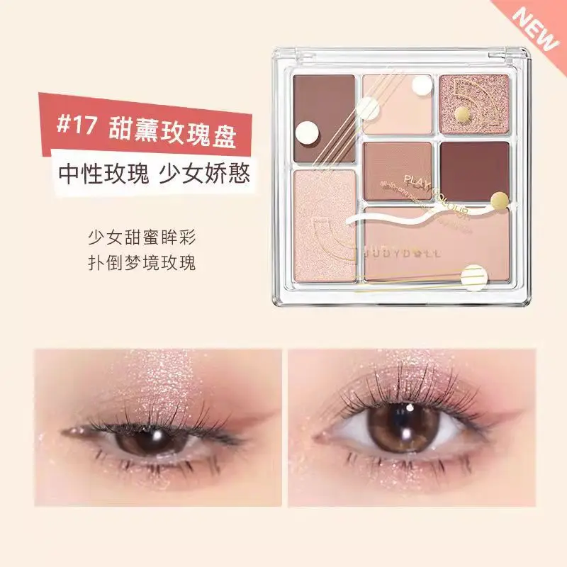 Judydoll Playful Eyeshadow Palette - 7 Shades of Matte, Shimmer, and Glitter, Long-Lasting, Blendable, Waterproof Formula