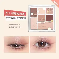 Judydoll Playful Eyeshadow Palette - 7 Shades of Matte, Shimmer, and Glitter, Long - Lasting, Blendable, Waterproof Formula - 8.5g (17 Rose)