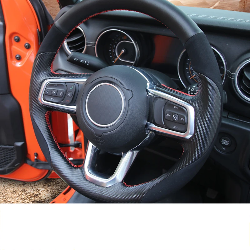 Lsrtw2017 Carbon Fiber Leather Car Steering Wheel Cover For Jeep Wrangler  Jl 2018 2019 2020 - Interior Mouldings - AliExpress
