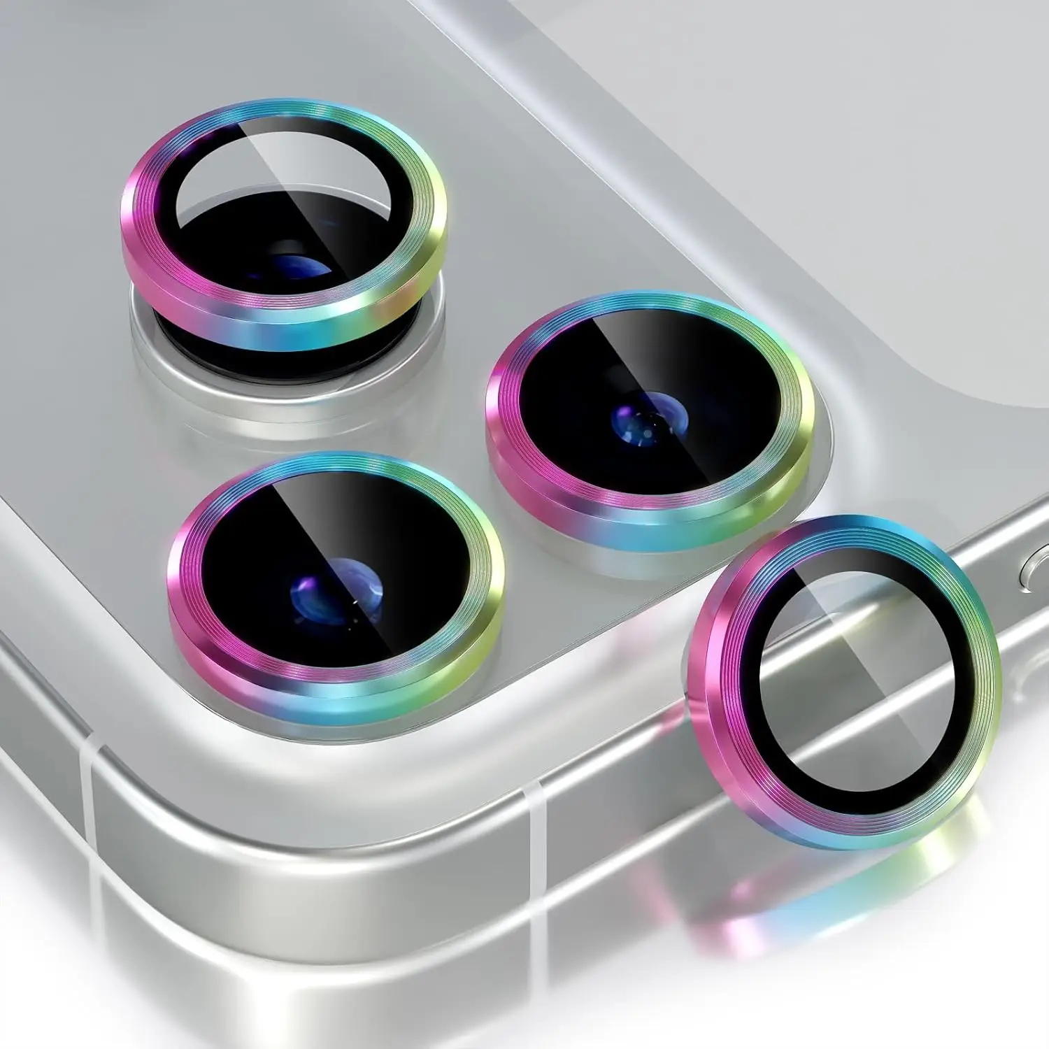 Bling Glitter Diamond Camera Protector with Tempered Glass Cover and Metal Frame