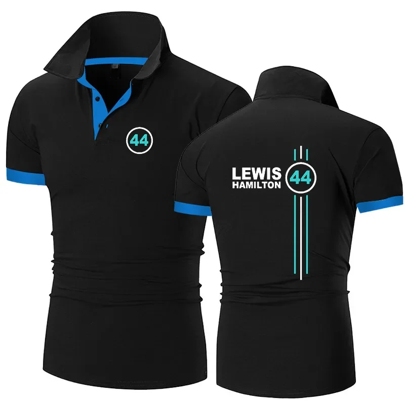 

F1 driver Lewis Hamilton digital 44 Printed Summer Casual Polo Shirt Men's Comfortable Short Sleeve Turn Down Collar Top