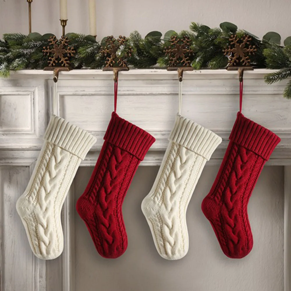 

Вязаные рождественские носки, Подарочный пакет, персонализированный праздничный декор для камина, стены, лестницы