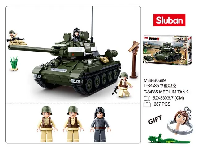 Sluban Building Block Toys WW2 Army SU85 Tank Destroyer 338PCS Bricks B0687  Military Construction Compatbile With Leading Brands - LEPIN LEPIN Store