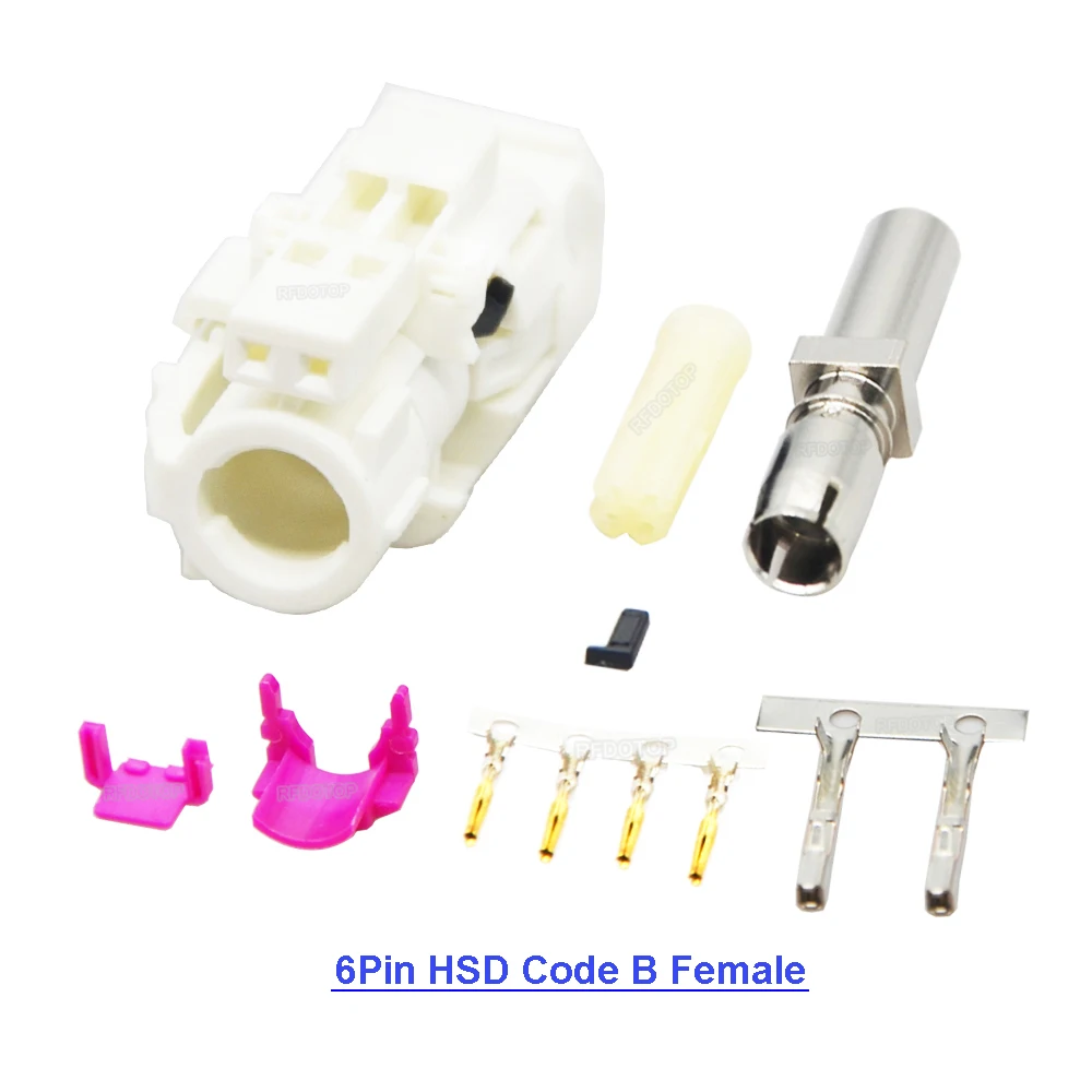 코드 A/B/C/E/H/G/L/Z HSD LVDS 4 + 2 6 핀 커넥터, 카플레이 기능 수정 USB 플러그 비디오 커넥터, 메르세데스-벤츠 아우디 BMW 용