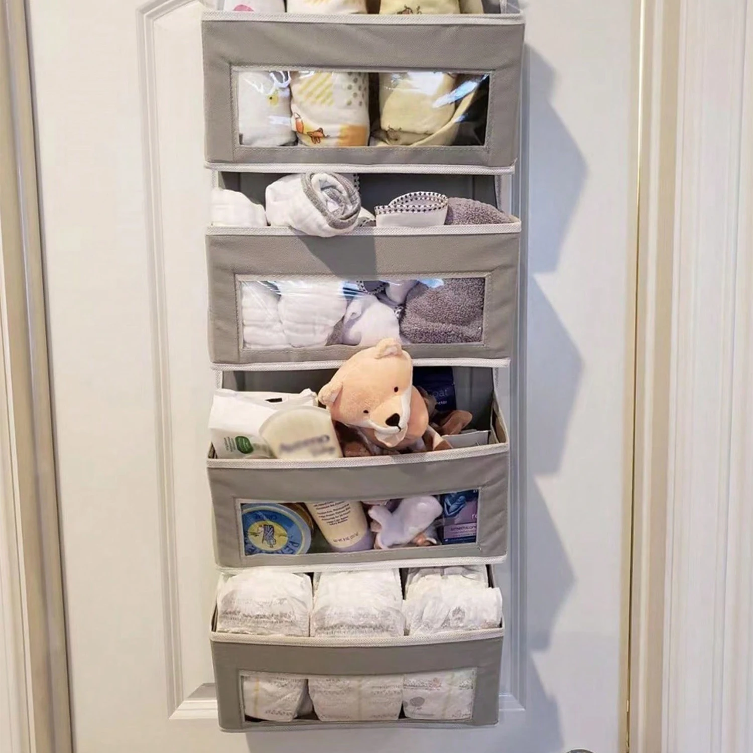 1pc 4-Compartment Over-the-Door Hanging Organizer, Foldable Fabric Caddy-Ideal for Dorm, Bedroom, Kitchen, Closet, Bathroom -