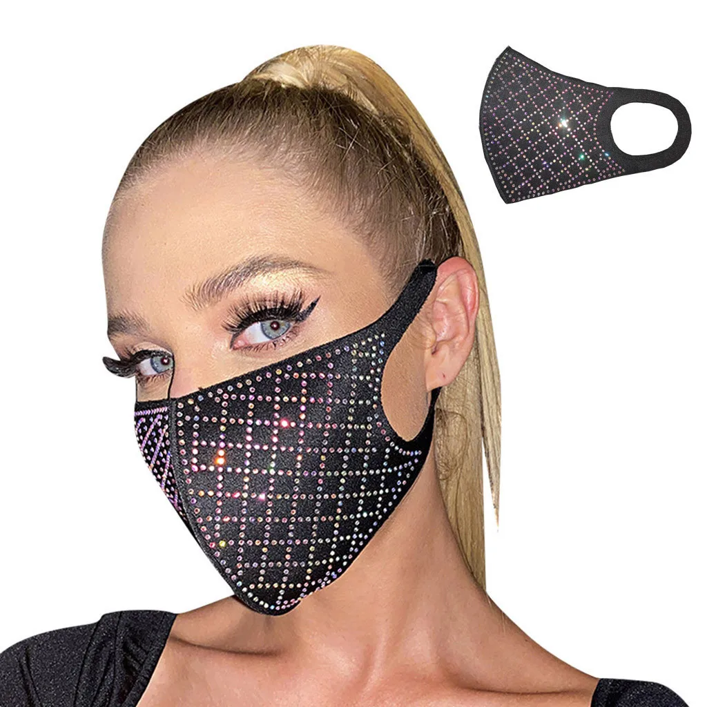 1PC Adult Women's Fashionable Breathable Reusable Hot Diamond Printing masque mascarillas Monder Scarf Halloween Cosplay MasK