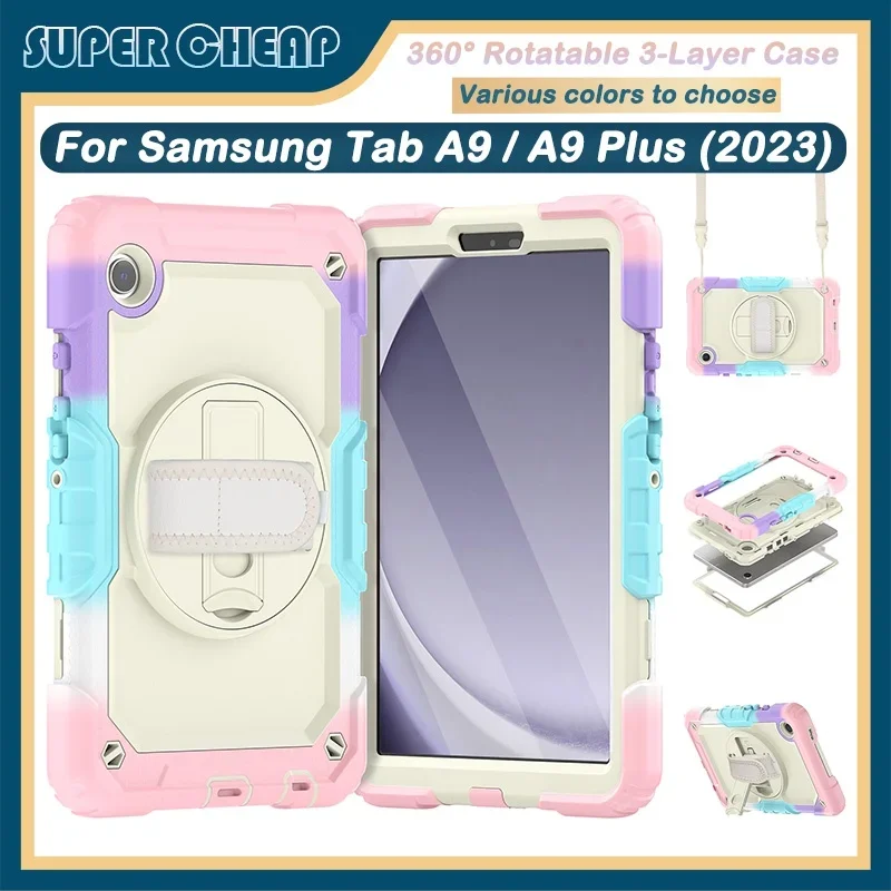 Per Samsung Tab A9 8.7 Pollici X110 A9 + A9 Plus 11 Pollici X210 360 ° Cinturino Rotante Per Cavalletto Custodia Resistente Agli Urti