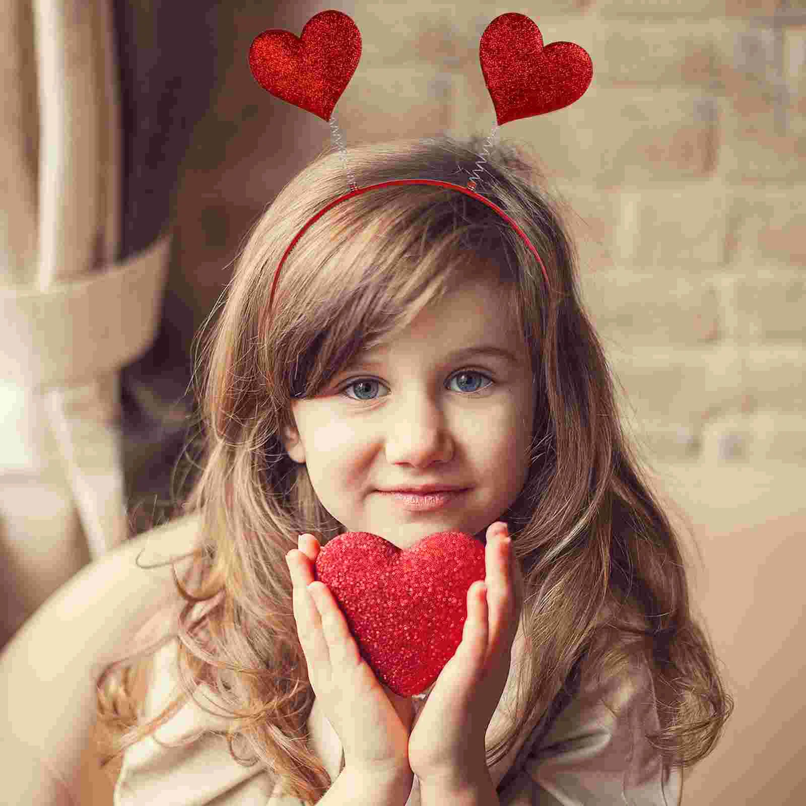 

6pcs Heart Headband Glitter Red Heart Bopper Headband Party Headdress for Valentines Day, Birthday