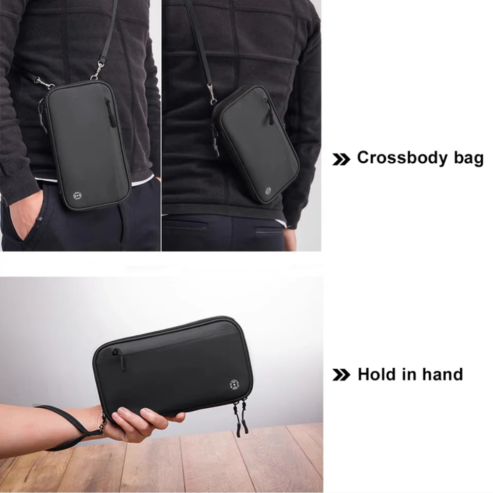 Portafoglio da viaggio, porta passaporto, porta carte, borsa a tracolla, organizer per documenti e biglietti per l'estero, custodia protettiva da appendere al collo._voghion.com