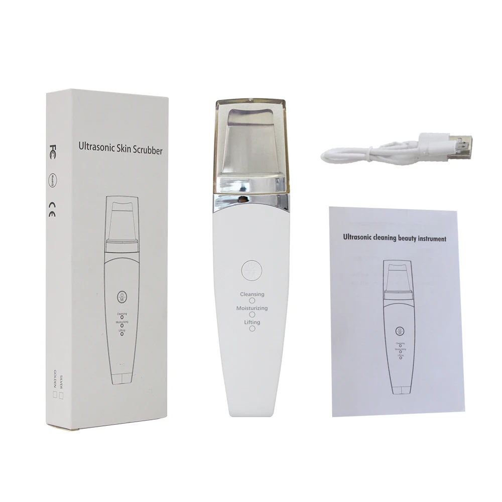 Facial Ultrasonic Skin Scrubber Spatula Blackhead Remover Deep Face Cleaner Lift Machine Pore Cleane