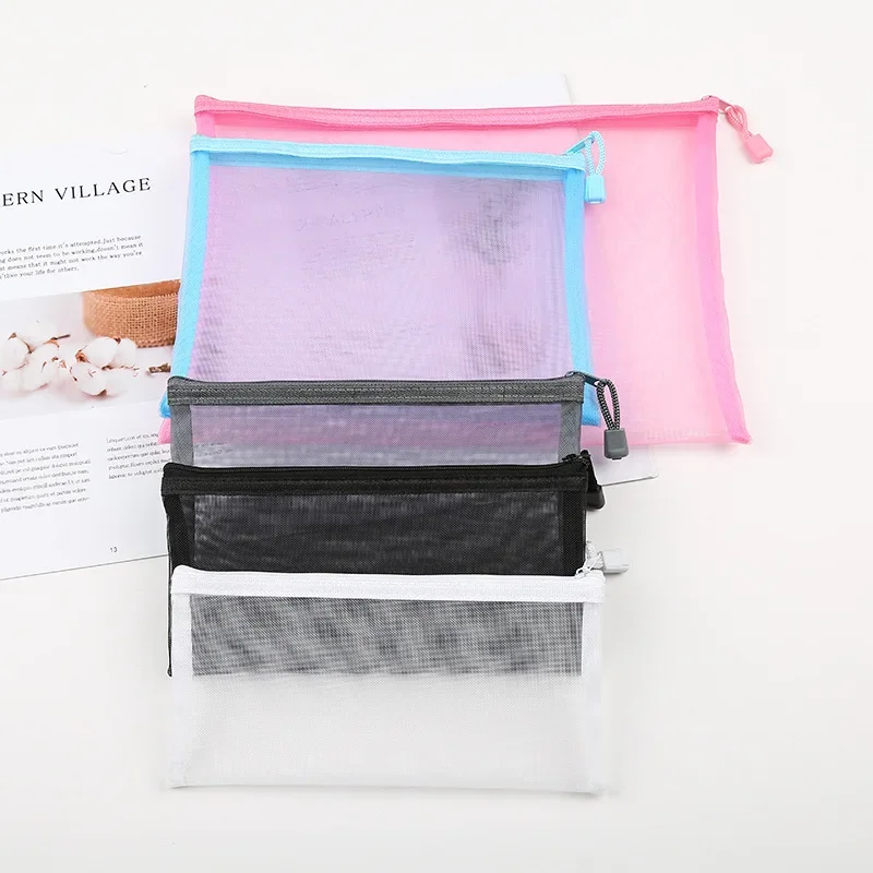 A4/A5/A6 Mesh Zipper Pouch Clear Document Bag Book File Folders Stationery Pencil Case Storage Bags 1Pcs storage bag,pencil case,document bag,pen pouch
