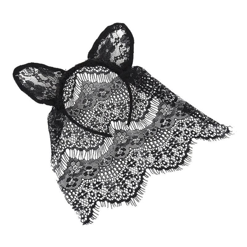 

A0NF Lace Mesh Headbands for Washing Face or Facials,Skincare Headbands, Face Wash Headband Cat Ears Makeup Headbands