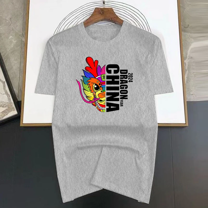 Men's Cotton T-shirt Dragon Print Oversized Breathable Top_voghion.com