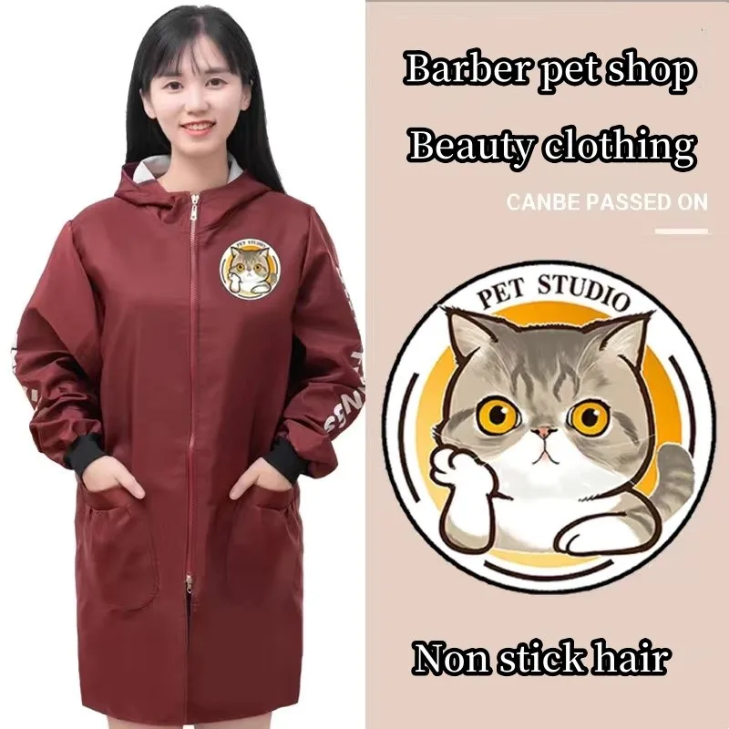 Pet Beautician Work Clothe Cat Dog Grooming Waterproof And Anti Fur Work Clothes Kitchen Oil Resistant Hair Cutting Shop ApronXL