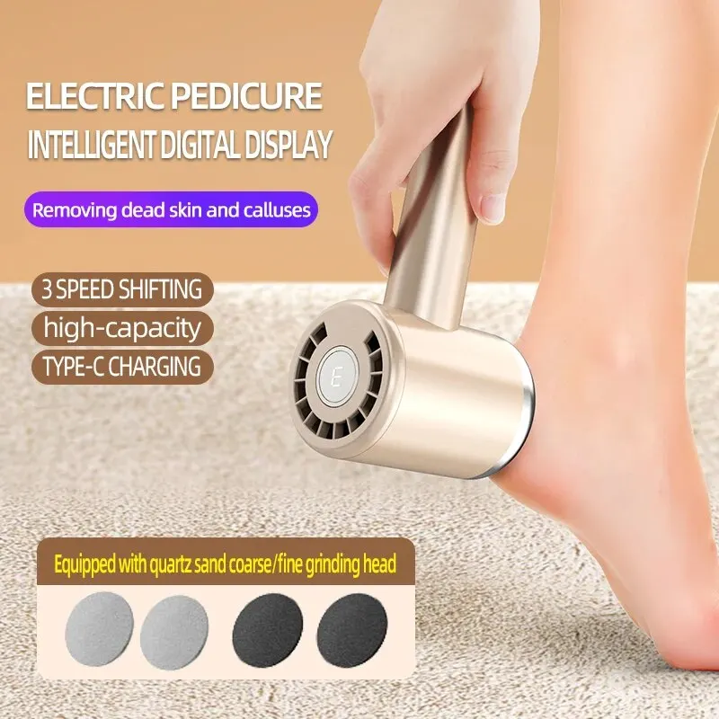 Brosse électrique exfoliante pour pédicure à domicile, ponçage du cuir des pieds, affichage de la puissance, chargement, retrait des petites peaux mortes_voghion.com