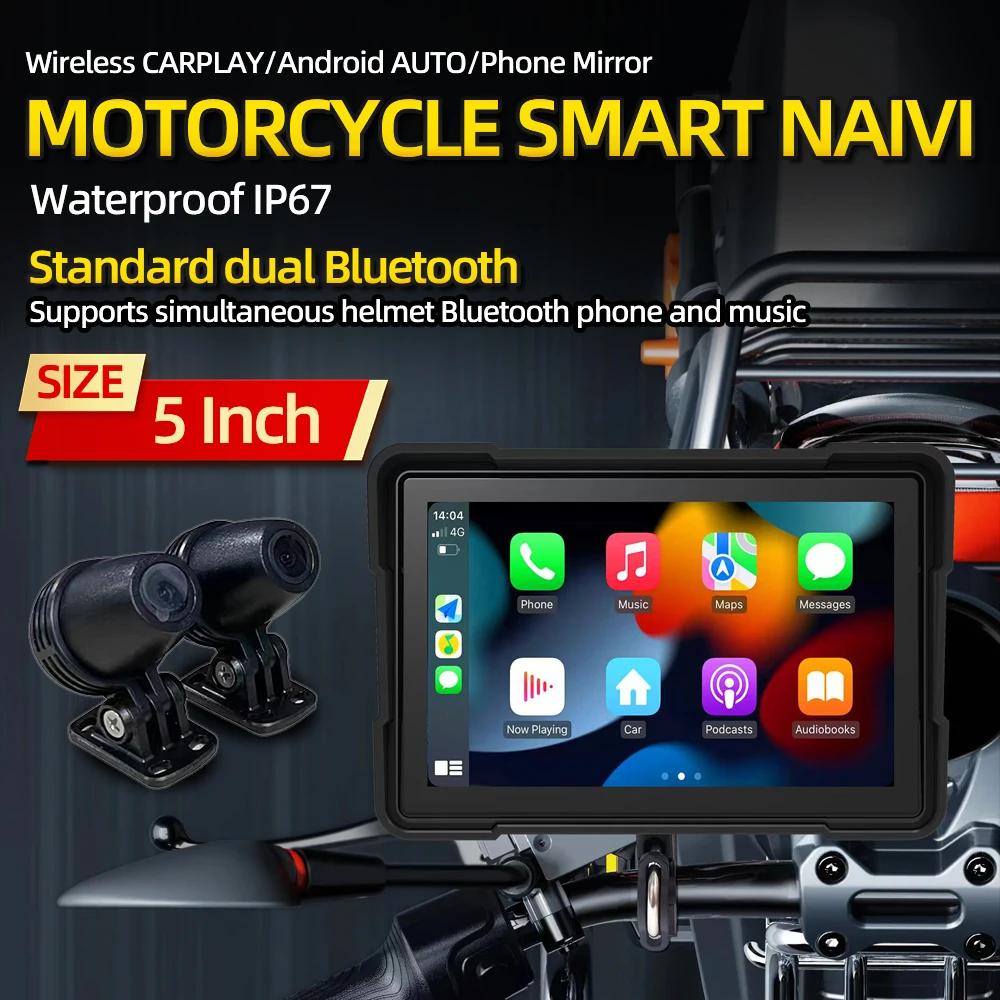 5inch Portable Motorcycle Wireless Carplay Android Auto Navigation GPS Moto Car Play IP67 Waterproof For Kawasaki Z250 2018
