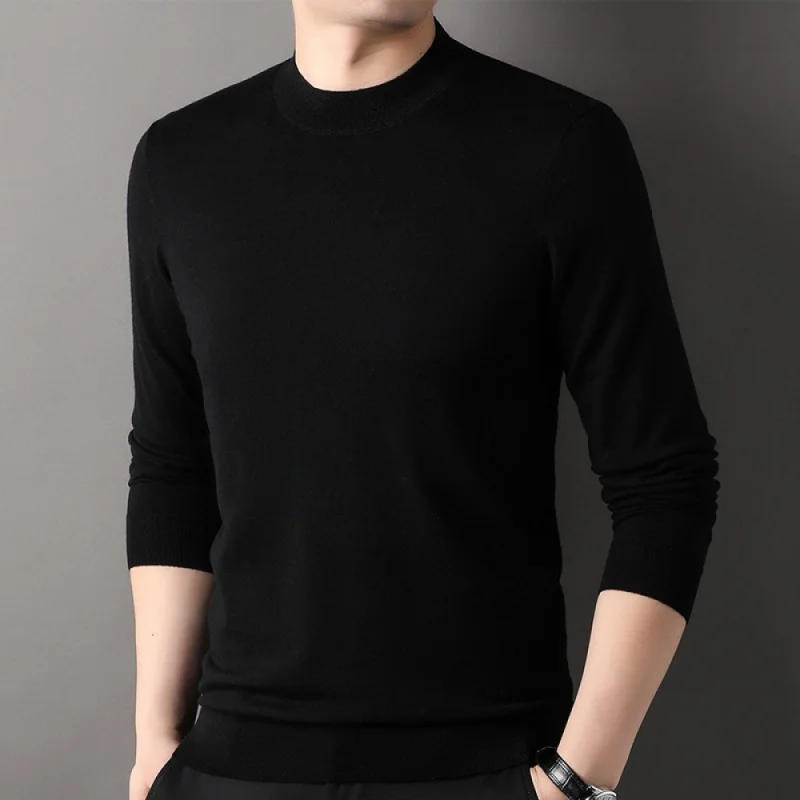 

23 New modelsNew styleHalf Turtleneck Thin Pure Wool Sweater Men's 2023 Autumn and Winter New Middle-Aged Simple Bottoming Shirt