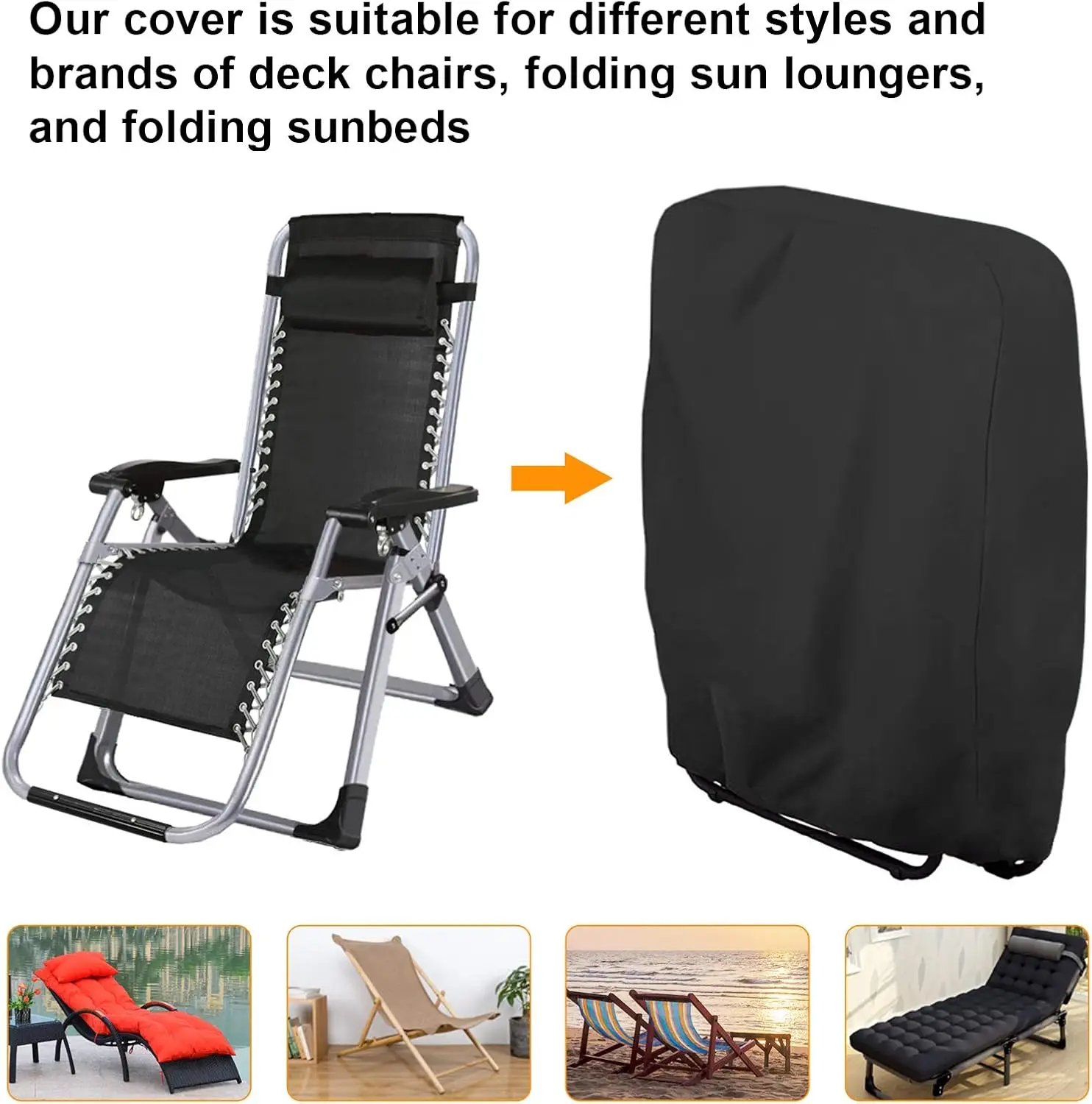 Outdoor Zero Gravity Folding Chair Cover Waterproof Dustproof Lawn Patio Furniture Covers All Weather Resistant 28"x43"