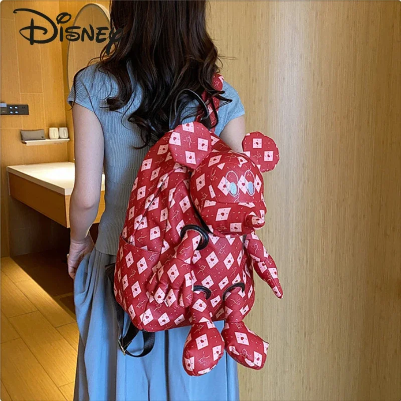 Disney Mickey 2024 New Book Bag Fashionable High Quality PU Women's Backpack Cartoon Versatile Large Capacity Men's Backpack