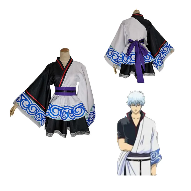 

Men Kimono Anime GINTAMA Sakata Gintoki Cosplay Costume Women Lolita Dress Roleplay Clothes Outfit Halloween Disguise Suit